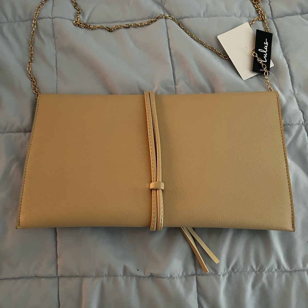 Tan Clutch with Tassel Accents - Picture 6 of 8